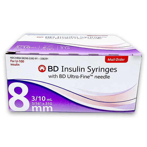 BD Ultra-Fine II Short Needle Insulin Syringe - 31G 3/10cc 5/16" - BX 90