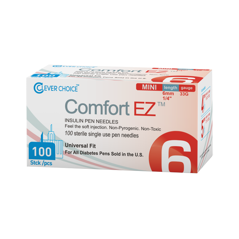 Clever Choice Comfort EZ Insulin Pen Needles - 33G 6mm 1/4" - BX 100
