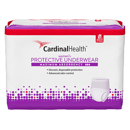 Cardinal Maximum Absorbency Protective Underwear for Women - Large, 45 - 58", 130 - 230 lbs. - Pack of 18