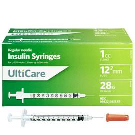 UltiCare Insulin Syringe - 28G 1cc 1/2" - BX 100 - Total Diabetes Supply
