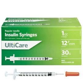 UltiCare Insulin Syringe - 30G 1cc 1/2" - BX 100 - Total Diabetes Supply
