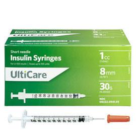 UltiCare Ulti-Thin II U-100 Insulin Syringes - Short Needle - 30G 1 cc 5/16" - BX 100 - Total Diabetes Supply
