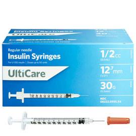 UltiCare Insulin Syringe - 30G 1/2cc 1/2" - BX 100 - Total Diabetes Supply
