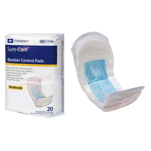 Sure Care Bladder Control Pad - 4" x 10-3/4" - Pack of 20