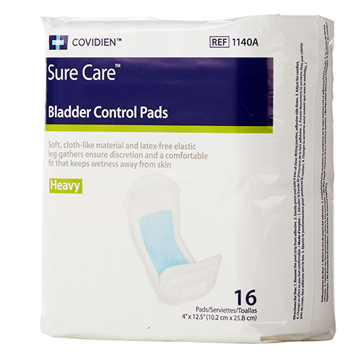 Sure Care Bladder Control Pad - 4" x 12-1/2" - Pack of 16