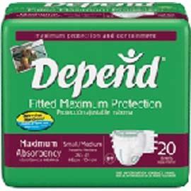 Kimberly Clark Corp Depend Protection Fitted Brief with Tabs 19" to 34" Waist, Small/Medium - One pkg of 20 each - Total Diabetes Supply
