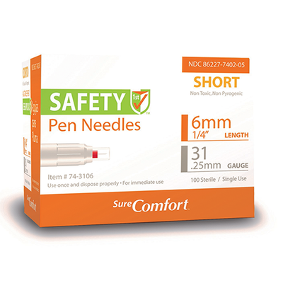 Overt Universal Fit, Tri Beveled Pen Needle - 31G 8mm 100 ct. [ 4 Pack ] By  Curative Diagnostics