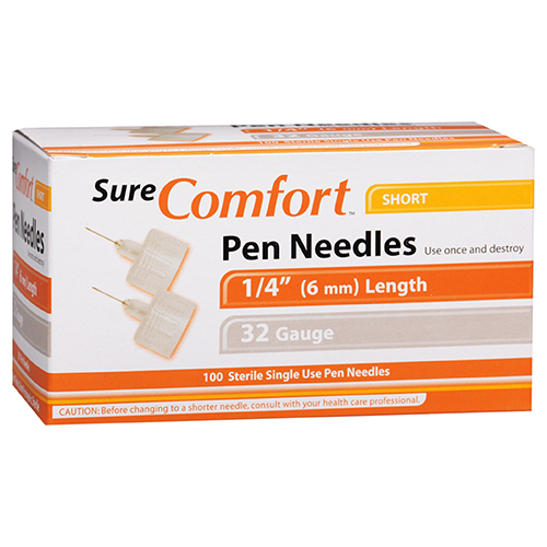SureComfort Short Pen Needles - 32G 1/4" - BX 100