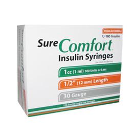 SureComfort U-100 Insulin Syringes - 30G 1cc 1/2" - BX 100 - Total Diabetes Supply
