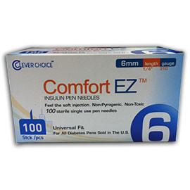 Comfort EZ Clever Choice Pen Needles - 31G 6mm 1/4" - BX 100 - Total Diabetes Supply
