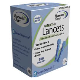 Simple Diagnostics Ultra Thin Lancets 31G - 100 ct. - Total Diabetes Supply
