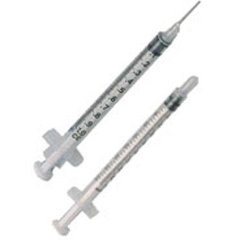 Insulin Syringe, 1cc, U-100 28g x 1/2, permanently attached needle - Box of 100