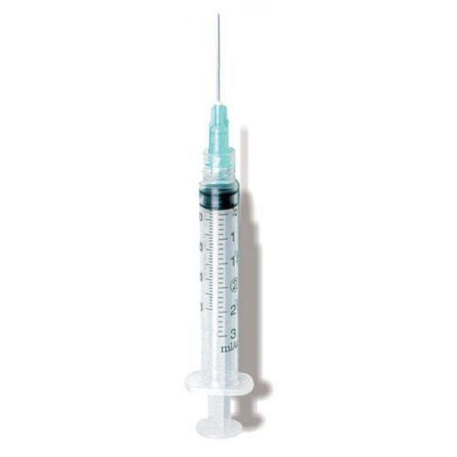 3cc Syringe/Needle Combination, Luer-Lock Tip, 23g x 1 1/2, Light Blue - Box of 100