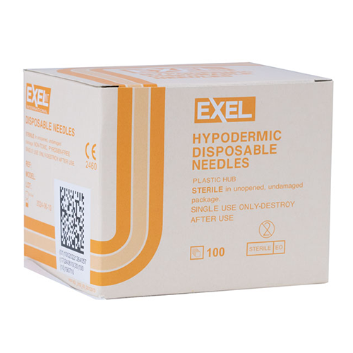 Hypodermic Needle, Regular Bevel, 25g X 1", Orange - Box Of 100