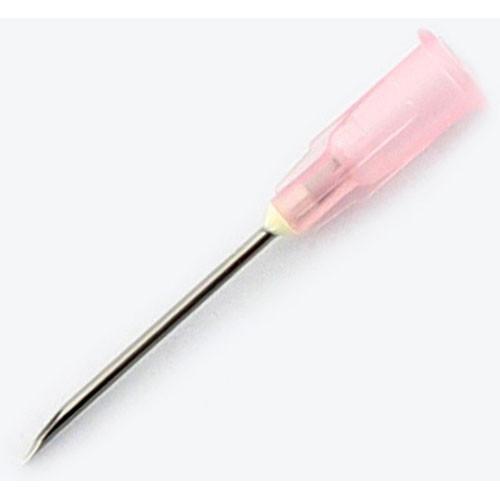 Hypodermic Needle, Regular Bevel, 18g x 1, Pink - Box of 100