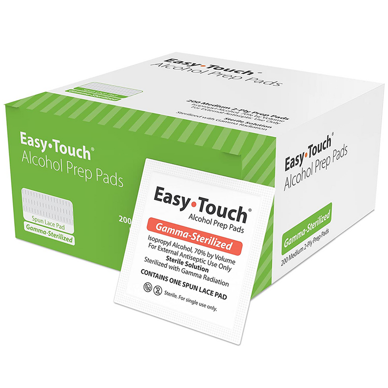 EasyTouch Alcohol Prep Pads, Gamma-Sterilized, Medium 2-Ply - 200 ct.