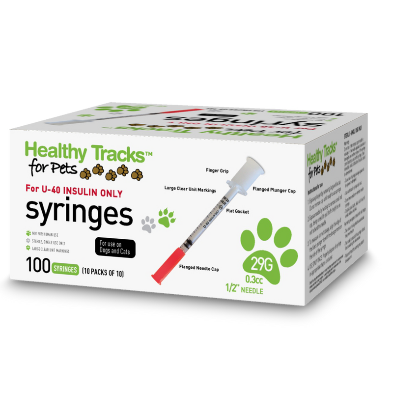 Healthy Tracks for Pets Syringes - U-40 29G 1/2" .3cc - 100 ct.