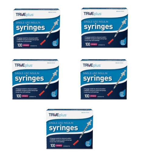TRUEplus Insulin Syringes - 31G .3cc 5/16" - BX 100, Case of 5