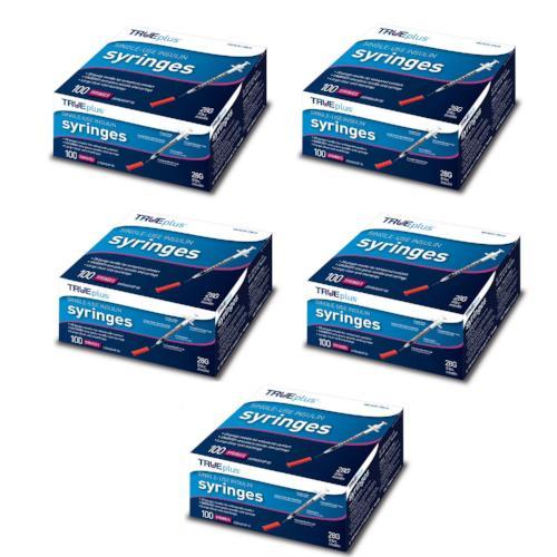 TRUEplus Insulin Syringes - 28G .5cc 1/2" - BX 100, Case of 5