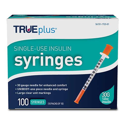 TRUEplus Insulin Syringes - 30G 1cc 5/16" - BX 100