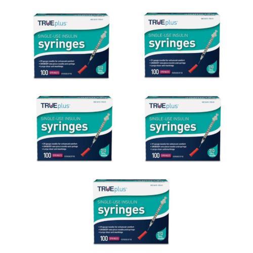 TRUEplus Insulin Syringes - 31G 1cc 5/16" - BX 100, Case of 5