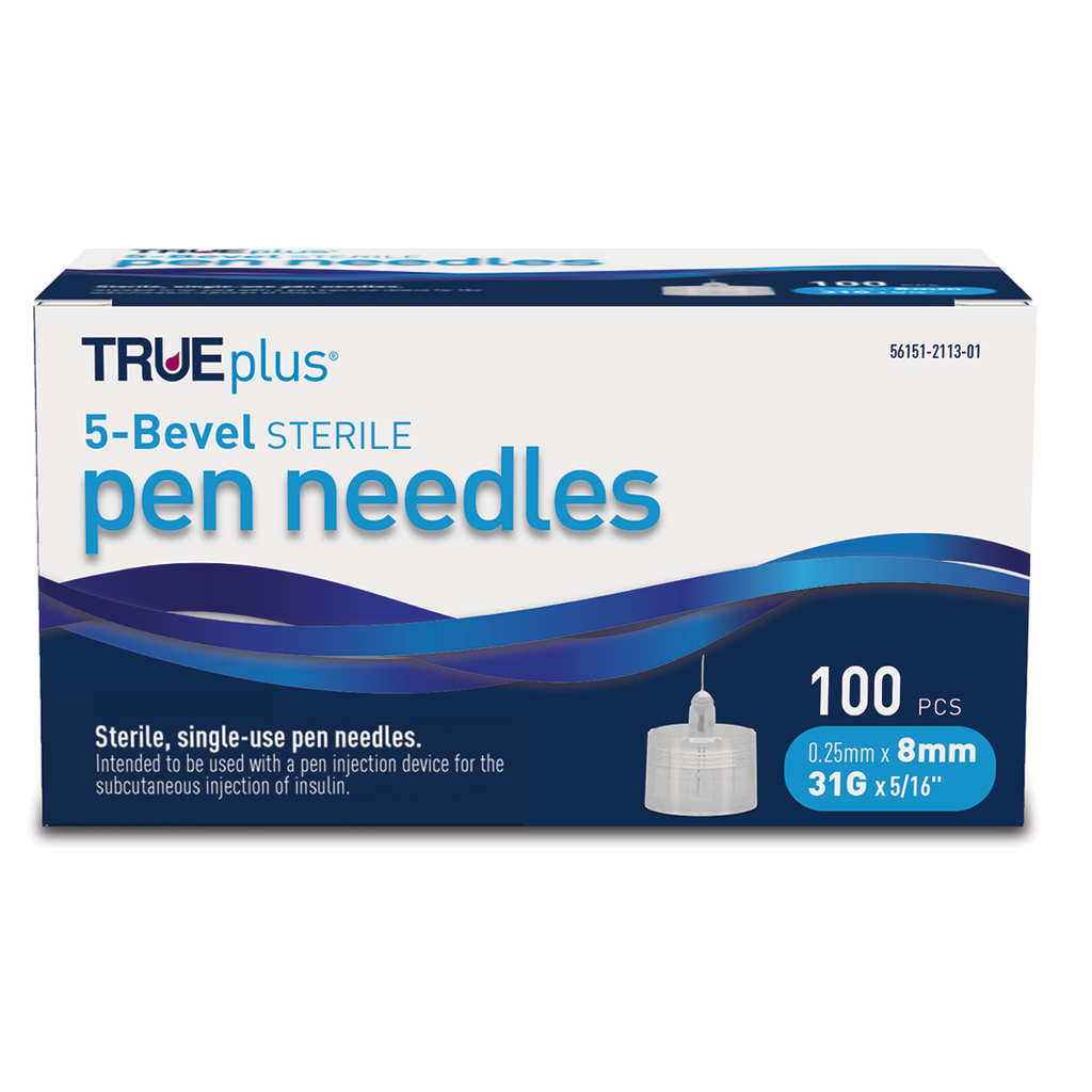 TRUEplus® Sterile, Single-Use Pen Needles, 31g, 5mm (3/16 inch) (S8490) -  DDP Medical Supply