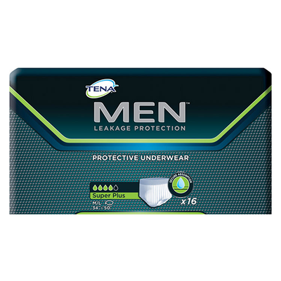 TENA Men Super Plus Absorbency Protective Underwear MediumLarge 34 to 50 Waist Size  One pkg of 16 each