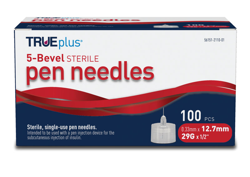 TRUEplus Pen Needles - 29G 12mm 100/bx