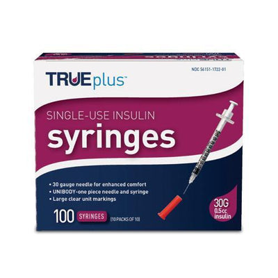 TRUEplus Insulin Syringes - 30G .5cc 5/16" - BX 100 - Total Diabetes Supply