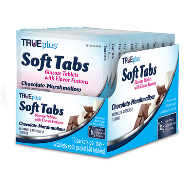 TRUEplus Glucose Tablets - Chocolate Marshmallow, Tray of 12 (48 ct.)