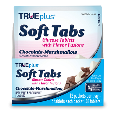 TRUEplus Glucose Tablets - Chocolate Marshmallow, Tray of 12 (48 ct.)