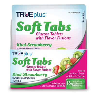 TRUEplus Glucose Tablets - Kiwi Strawberry, Tray of 12 (48 ct.)