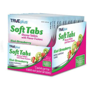 TRUEplus Glucose Tablets - Kiwi Strawberry, Tray of 12 (48 ct.)