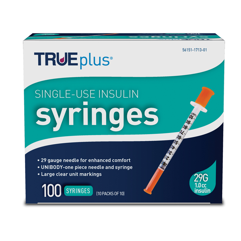 TRUEplus Insulin Syringes - 29G 1cc 1/2" - BX 100