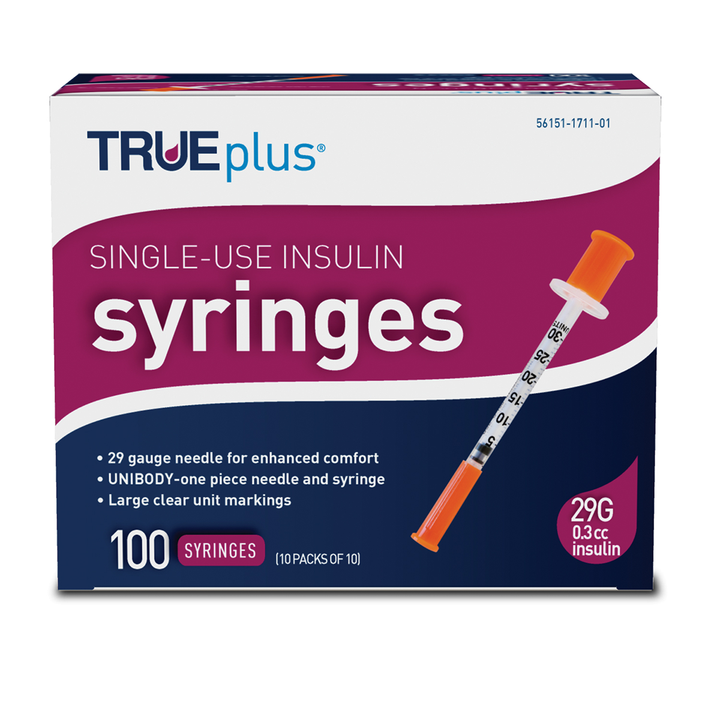 TRUEplus Insulin Syringes - 29G .3cc 1/2