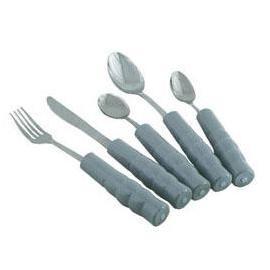 Alimed Weighted Handle Teaspoon 1" dia., Grey, Stainless Steel - One Teaspoon Each - Total Diabetes Supply
