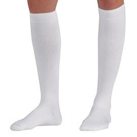 BSN Jobst Men's Knee High Ribbed Compression Socks Medium, White, Closed Toe, Latex-free - 1 Pair - Total Diabetes Supply
