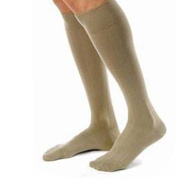 BSN Jobst Men's Knee High Ribbed Compression Socks Large, Khaki, Closed Toe, Latex-free - 1 Pair - Total Diabetes Supply
