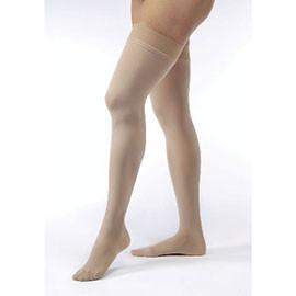 BSN Jobst Opaque Women's Thigh High Extra Firm Compression Stockings with Silicone Dot Band Small, Silky Beige, Closed Toe, Latex-free - 1 Pair - Total Diabetes Supply
