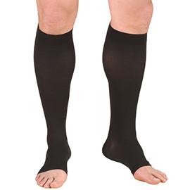 BSN Jobst Opaque Knee High Moderate Compression Stockings Medium, Open Toe, Classic Black, Latex-free - 1 Pair - Total Diabetes Supply
