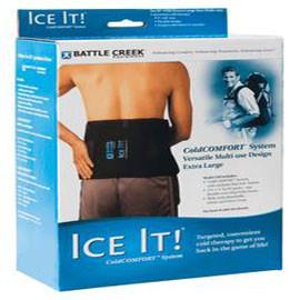 Battle Creek Equipment Ice It! ColdComfort Ice Pack Wrap with 3 Cold Packs 9" x 20", Fabric Cover, Removable Elastic Strap - Total Diabetes Supply
