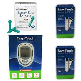 EasyTouch Glucose Monitor Kit Combo (Meter Kit, Test Strips 100ct and Reliamed Safety Seal Lancets 100ct) - Total Diabetes Supply
