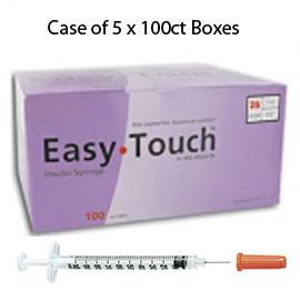 Case of 5 EasyTouch Insulin Syringe - 28G 1CC 1/2" - BX 100 - Total Diabetes Supply
