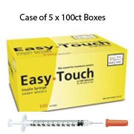 Case of 5 EasyTouch Insulin Syringe - 31G .5cc 5/16" - BX 100 - Total Diabetes Supply
