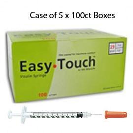 Case of 5 EasyTouch Insulin Syringe - 29G 1CC 1/2" - BX 100 - Total Diabetes Supply
