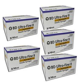 BD Ultra-Fine Insulin Syringes Short Needle 31g 3/10cc 5/16in 90/bx Case of 5 - Total Diabetes Supply
