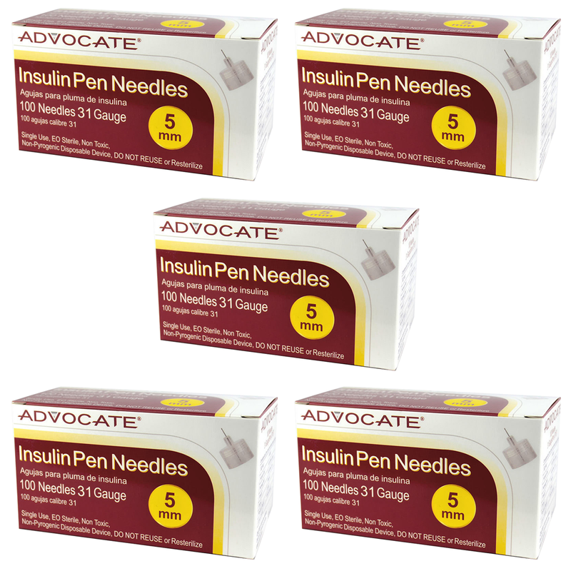 Advocate Mini Pen Needle - 31G 5mm 3/16"- BX 100 - Case of 5