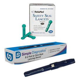 Simple Diagnostics Adjustable Lancing Device w/ Reliamed Safety Seal Lancets 28G - 100ct - Total Diabetes Supply
