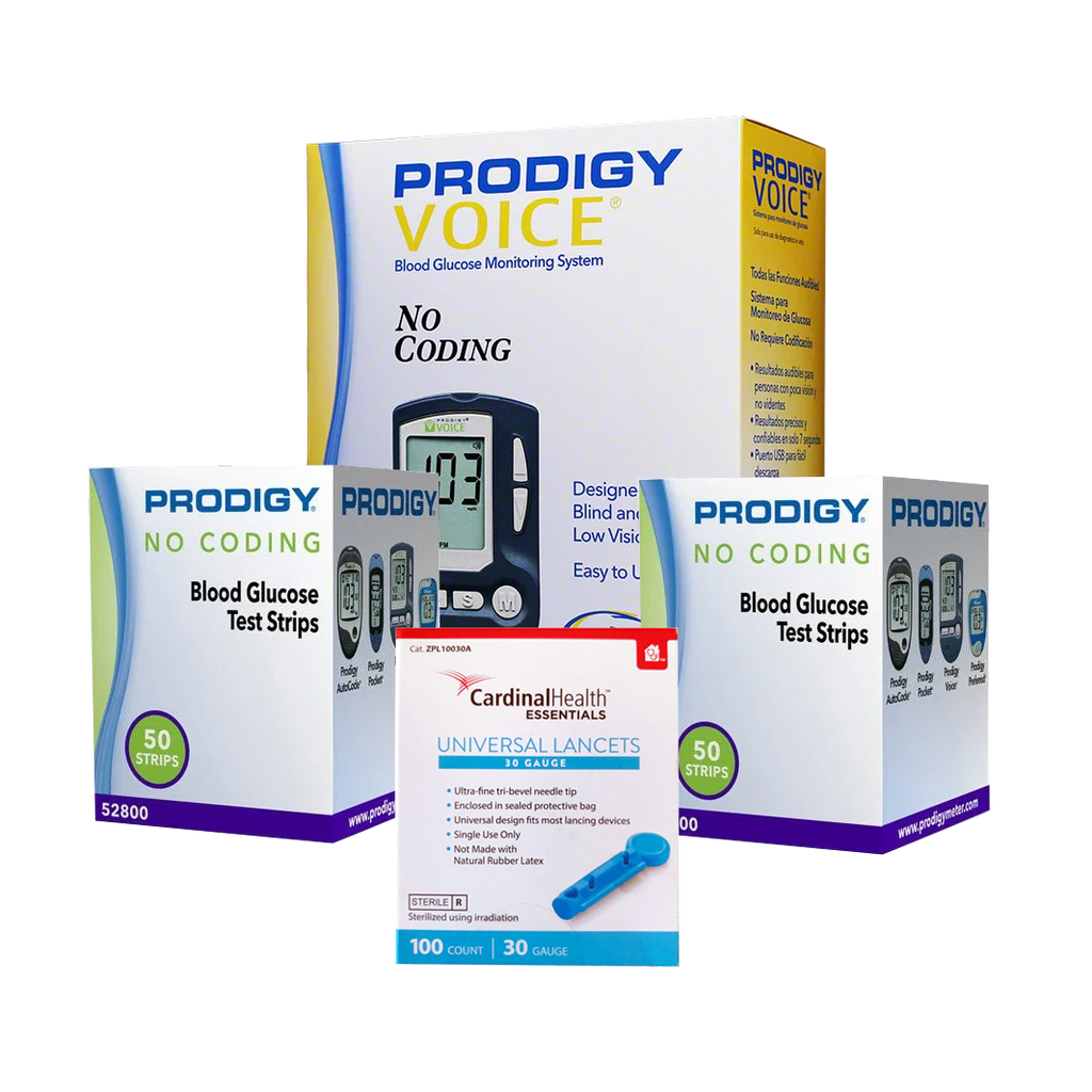 100 ct. Prodigy Voice Glucose Meter Kit & Test Strips