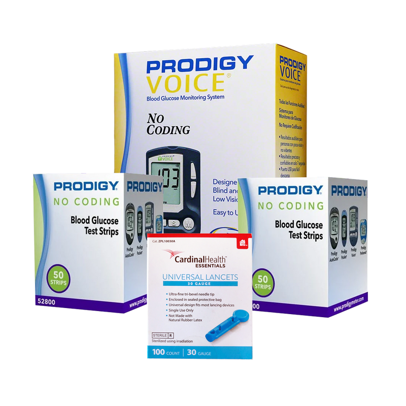 100 ct. Prodigy Voice Glucose Meter Kit & Test Strips